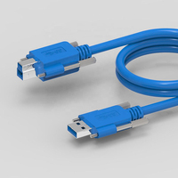 Kabel USB 3.0 a Male ke Type C dengan Panel Mount Pengunci Sekrup Sudut 90 Derajat Khusus, Konduktor Tembaga Murni, Pelindung Jalinan, Selubung PVC