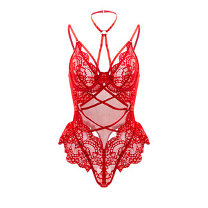 ชุดชั้นในผู้หญิงแบบโปร่งใส ชุดบอดี้สูทผ้าไนลอนเว้าลึกแบบตาข่าย  ชุดชั้นในลูกไม้เซ็กซี่แบบเปิดหลัง - Product Image 4