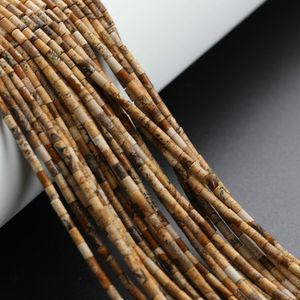 Vente en gros de tubes de 2*4mm en pierre naturelle, perles d'agate jaspe et de quartz, perles cylindriques pour bracelet, fabrication de bijoux - Product Image 6