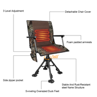Chaise de chasse chauffante USB personnalisée, pivotante à 360°, portable, réglable et pliable, pour l'extérieur par temps froid et hiver