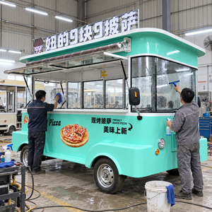 Camion de restauration rapide électrique personnalisé avec grandes fenêtres de service, cuisine mobile pour la vente de pizzas en rue, à vendre - Product Image 2
