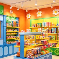 Étagère Gondole de Présentation Modulable pour Magasin de Sucreries, pour Aménagement Intérieur Complet, Rénovation et Décoration Clé en Main, en MDF Écologique et Imperméable