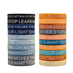 Bracelets en silicone avec citation inspirante, bracelets en caoutchouc colorés pour femmes, hommes, adolescents, cadeaux pour le bureau, les fêtes - Product Image 4