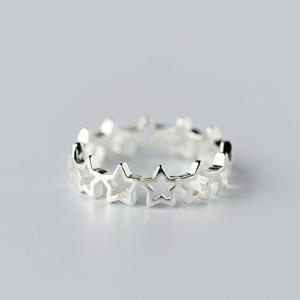 Anello in argento con motivo a stella, unisex, carino, alla moda, regalo, senza pietra F1462 - Product Image 6