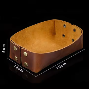 Handmade Custom Cowhide European-style Retro Tray Decoration Tray Sundry Storage Tray - Product Image 5