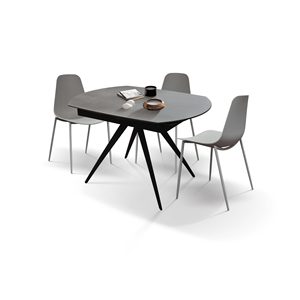 Mesa de Cerámica Extensible Giratoria Alexia 140x90, Base de Metal Gris Grafito, para Comedor Interior - Product Image 3
