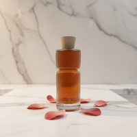 Bouteille de liqueur cylindrique en verre transparent cannelé de luxe à double bulbe, avec décalcomanie gravée, capacité personnalisable, bouchon en liège conique pour