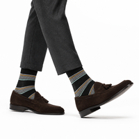 Chaussettes classiques pour hommes en coton respirant, antibactériennes, sans couture, à rayures multicolores, pour tenue de travail