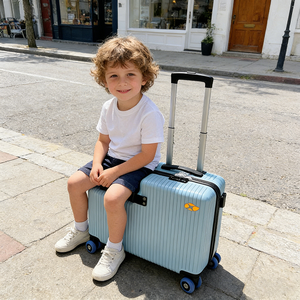 <span class=keywords><strong>Valise</strong></span> à roulettes pour enfants, bagage cabine ABS, <span class=keywords><strong>valise</strong></span> de voyage personnalisée pour enfant 18'', sac de voyage pliable avec pédales, <span class=keywords><strong>valise</strong></span> légère en PC, OEM - Product Image 2
