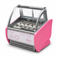 Vitrine réfrigérée pour glaces italiennes avec système de refroidissement par ventilateur, vitrine à gelato 10/12/14 bacs