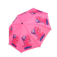 Parapluie de voyage manuel pliable en 2 pour enfants avec impression de dessin animé personnalisé et tissu en polyester