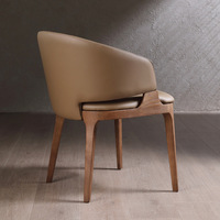 Chaise de salle à manger en cuir de style antique, structure en bois massif à tenons et mortaises, design non pliable, pour hôtel, restaurant, usage domestique
