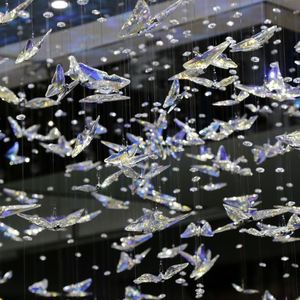 Modern K9 Crystal butterfly Chandelier Design Hotel Lobby Home Long <strong>Ceiling</strong> Light Custom <strong>Large</strong> Pendant <strong>Lamp</strong> - Product Image 4