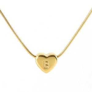 Collar de Moda con Letras de Corazón en Acero Inoxidable, Cadena de Serpiente de Acero de Titanio 18k, Letras de Corazón Personalizadas para Mujer - Product Image 1
