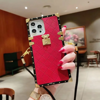 Étui de téléphone en cuir de luxe Weview pour iPhone 14 13 Pro Max, étui de téléphone vintage à motif carré tendance