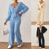 Ensembles deux pièces personnalisés pour femmes en gros – Ensembles pull et pantalon large amples – Prix usine