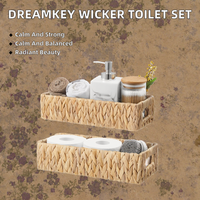 Ensemble de paniers de rangement Dreamkey pour réservoir de toilettes, 2 paniers en jacinthe d'eau tressés à la main avec poignées, pour papier toilette et serviettes
