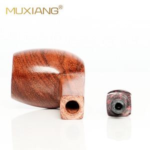 Muxiang Wooden Tobacco Pipe Straight Type Solid Wood Resin Mouthpiece Smoking Pipe - Product Image 4