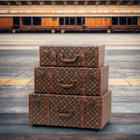 Ensemble vintage de 3 valises de coffre au trésor en bois coffre de pirate couvercles de coffre en bois coffres de rangement décoratifs chariot à bagages vintage