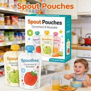 Pochettes à bec verseur personnalisées avec logo imprimé, qualité alimentaire, sans BPA, anti-fuite, pochettes verticales pour jus, boissons liquides, boissons aux fruits, vente en gros - Product Image 3
