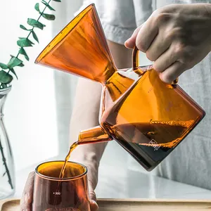 Pembuat Kopi Tuang, Set Pembuat Kopi Tetes Es dengan Filter, Wadah Kopi Kaca Dapat Digunakan Kembali Manual Pembuat Kopi Dripper dengan Pegangan