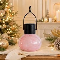Verre soufflé à la main rose écologique pour carillon éolien avec poignée en métal noir pour fenêtre, patio, jardin, décoration d'art populaire