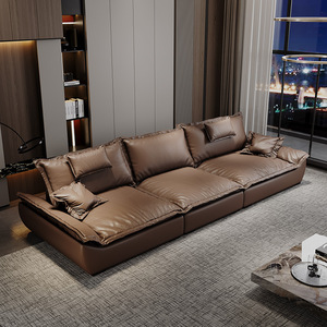 Thêm Rộng Sâu Ghế Da <span class=keywords><strong>Sofa</strong></span> Hàng Thẳng Modular Thiết Lập Cho Nhà Phòng Khách Di Chuyển Backrest Với Hai Lớp Ghế Đệm - Product Image 3