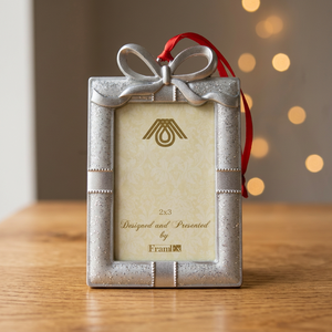 Silver Metal 2"x3" Painted Decorative <b>Christmas</b> <b>Tree</b> Decoration Ornament Hanging Photo Frame <b>for</b> Holiday Use - Product Image 3