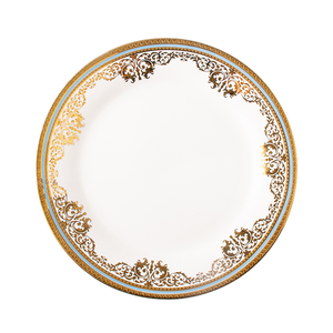 Piatto Rotondo in Ceramica Bianca di Lusso con Bordo Dorato, <span class=keywords><strong>Piatti</strong></span> in <span class=keywords><strong>Porcellana</strong></span> per Cucina Occidentale, Insalata, Dessert, Matrimoni e Banchetti - Product Image 4