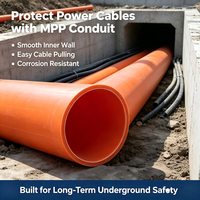 Tuyau de protection de câbles MPP flexible orange de 160 mm, résistant à la corrosion, pour un tirage facile des câbles lors de projets de protection des câbles