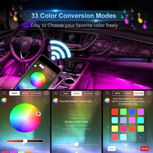 Luces LED para Coche, 4 Piezas, 48 LED, Controlador por Aplicación, Luces Interiores Multicolores, Iluminación Musical Bajo el Tablero - Product Image 5