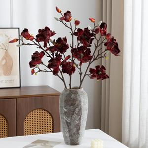 Branches de magnolia artificielles Meng Jie, 7 fleurs, blanc rose, arrangement floral décoratif pour la maison, accessoires de mariage - Product Image 3