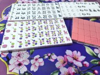 160pcs Set Mahjong Akrilik Lapis Warna Pink Hijau dengan Motif Landmark Paris Macaron untuk Permainan Pesta Anak Perempuan di Rumah