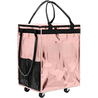Sac de courses réutilisable robuste sur roulettes, en PP isolé, pliable, sac de transport roulant