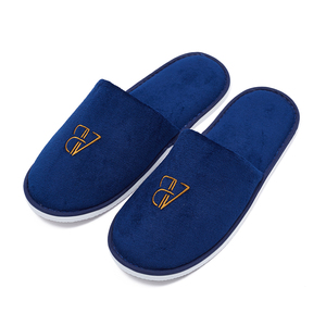 Logo personalizzato velluto blu monouso <span class=keywords><strong>ospedale</strong></span> matrimonio Hotel bagno SPA pantofole <span class=keywords><strong>per</strong></span> gli ospiti - Product Image 4