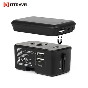 2019 Unique design Mobile accessories usb World universal travel adapter with powerbank