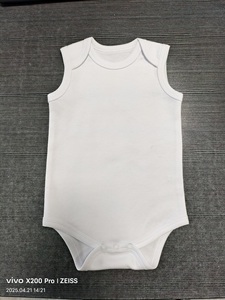 Personalizado bebé recién nacido Onesie bebé <span class=keywords><strong>chaleco</strong></span> al por mayor de algodón suave liso <span class=keywords><strong>blanco</strong></span> bebé mameluco sin mangas - Product Image 3