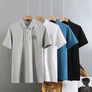 Mùa Hè Mới Lỏng Ngắn Tay Áo T-Shirt Của Nam Giới POLO Shirt Rắn Màu Thêu Logo Đồng Bằng Golf Polo Trống T Shirt