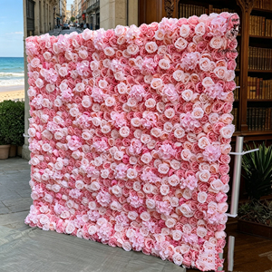 Rosa de pared con degradado rosa y blanco de tacto real, excelente para decoración de jardín bohemio, bodas, patio exterior y adorno para el hogar. - Product Image 6