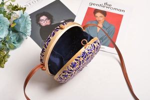 Hollow Round Rattan Bamboo Woven Handbag Long Strap Shoulder Bag <b>Mini</b> Crossbody Bag for Women Lady Girl Shopping Holiday Dress - Product Image 5