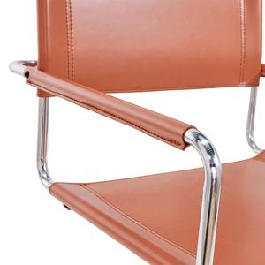 Bauhaus <span class=keywords><strong>Chaise</strong></span> de <span class=keywords><strong>salle</strong></span> à <span class=keywords><strong>manger</strong></span> moderne en cuir marron avec cadre en métal en acier inoxydable <span class=keywords><strong>Chaise</strong></span> de restaurant - Product Image 5