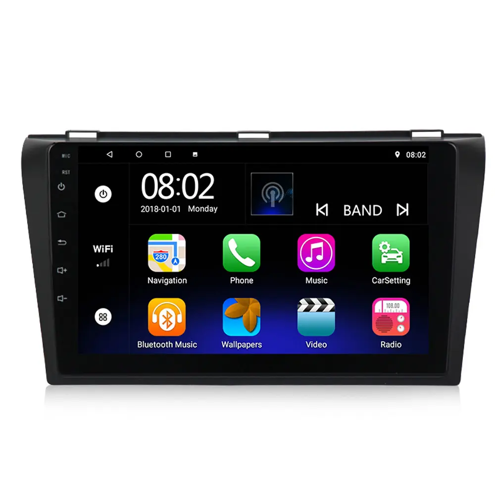 Naviarbre-autoradio Android, 4 cœurs, Navigation GPS, lecteur audio, vidéo, pour voiture Mazda 3 1, 2 BK (2003, 2008, 2009 à 2013)