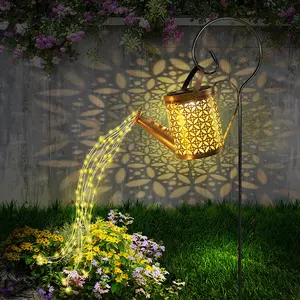 Solar Watering Can With Lights Solar Lanterns Hanging Waterproof Garden Decorative Retro Metal For Lawn Path Patio