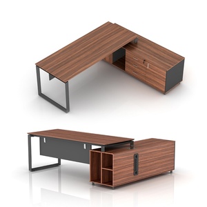 High-<b>End</b> Luxury MDF Wooden Executive Large Office Desk L-Shaped CEO Boss <b>Table</b> with Contemporary Design Modern Office Furniture - Product Image 4