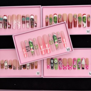 Ongles à presser personnalisés, design sur mesure, <span class=keywords><strong>manucure</strong></span> artistique, couverture complète, ongles faits à la main, ongles en acrylique avec diamants - Product Image 6