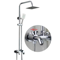 Mitigeur de douche mural en laiton à poignée unique, système de douche de salle de bain avec jet de pluie, noyau de valve en céramique pour hôtels