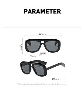 Lunettes de soleil pour femmes à double pont en gros, lunettes de soleil rétro en matériau <span class=keywords><strong>PC</strong></span>, style rétro <span class=keywords><strong>futuriste</strong></span>, lunettes de soleil de style urbain - Product Image 4