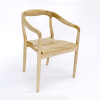 Chaise de salle à manger en bois massif, chaise à dossier ouvert en forme de cercle, chaise d'appoint en bois de caoutchouc massif non fini pour la maison et la cuisine
