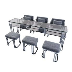 <b>Nail</b> Salon <b>Table</b> with Widened Tempered Glass Tabletop, Modern Design, Single/Double Optional Size - Product Image 1