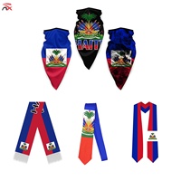 Ensemble de football avec drapeau haïtien, t-shirt, chapeau et pendentif carte pour les fans d'événements sportifs – Cadeau idéal pour encourager les supporters – Vente chaude